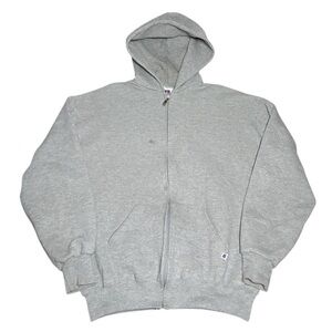 Vintage Russell Athletic Full Zip Hoodie Sweatshirt Grey Size Large Made In USA
